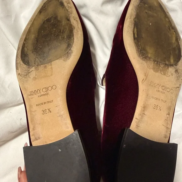 Jimmy Choo Burgundy Loafers Velvet Slip-Ons Jimmy Choo Marlow Embellished Leather Loafers In Burgundy  main image 4